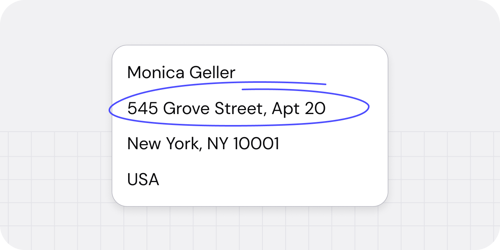An example of correct apartment address formatting.