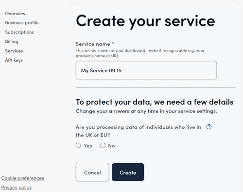 Create a service screenshot