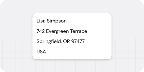 An example of correct US mailing address formatting.