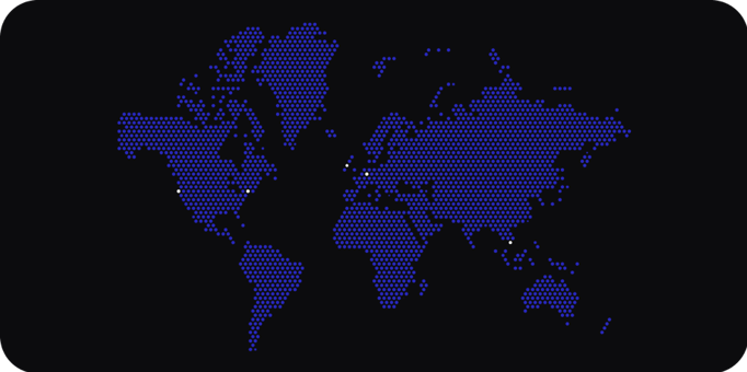 A map showing the data center coverage of Loqate globally.
